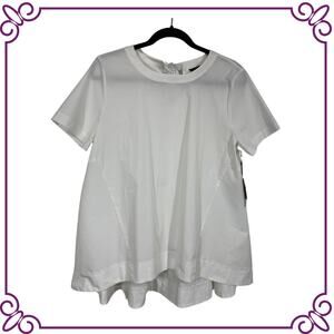 Simply Vera VeraWang White Short Sleeve Blouse Stretch NEW Large